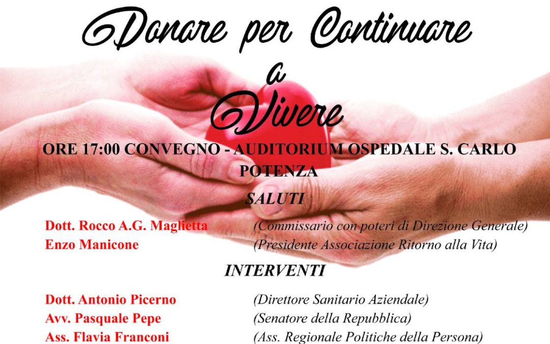 25 Maggio 2018 – Donare per continuare a vivere