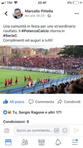 Il Post di Pittella sulla promozione del Potenza