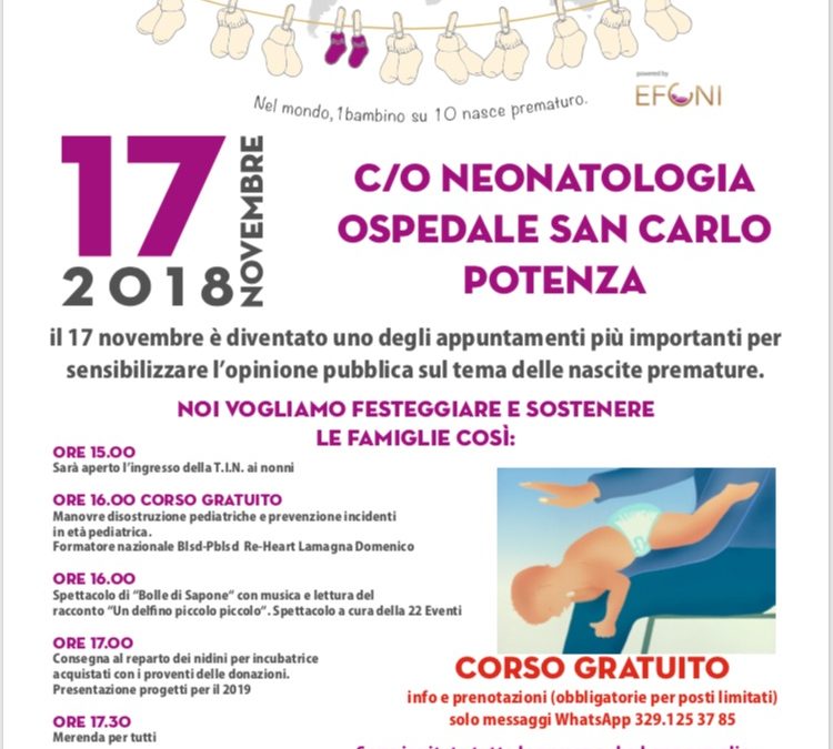17 novembre al San Carlo di Potenza è world prematurity day